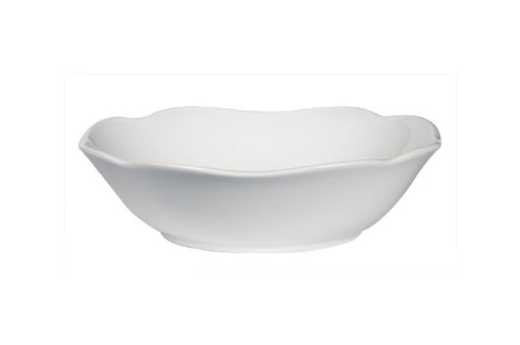 Hvid skål, bølget kant, 25 cm